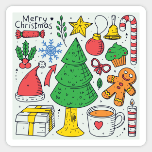 Adorable Christmas Doodle Art Sticker